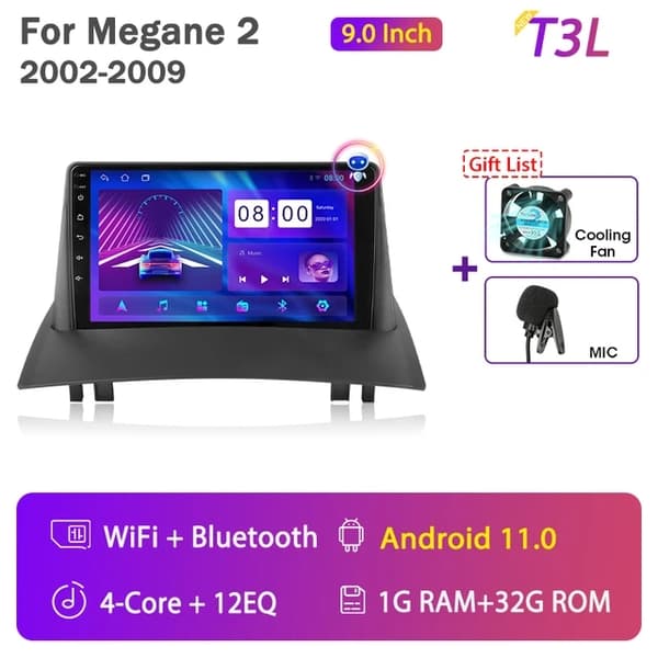 Bilradio, Android 12, Carplay, T3L max-fan-cam
