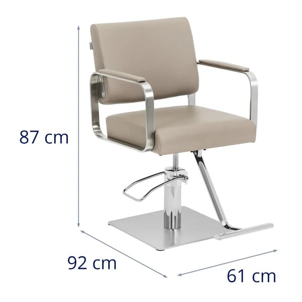 physa - Frisörstol med fotstöd - 50–66 cm - 200 kg - Beige / silver
