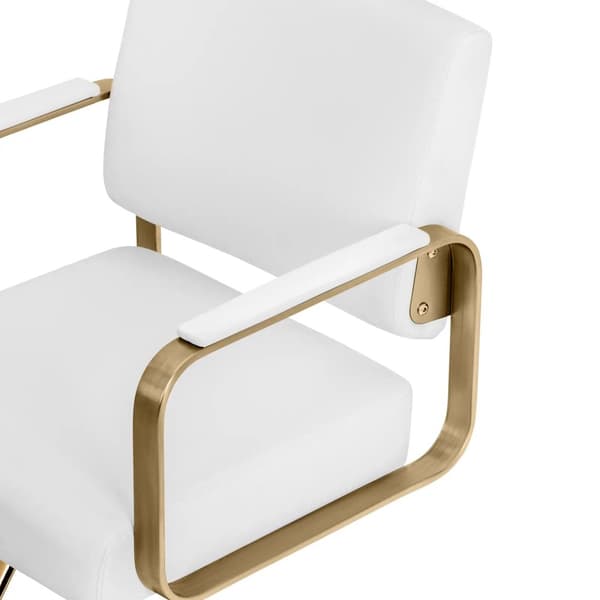 physa - Frisörstol med fotstöd - 50–66 cm - 200 kg - Vit / guld