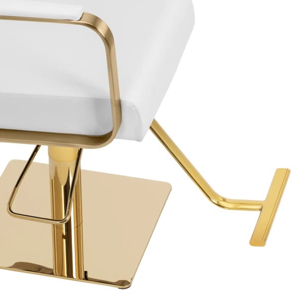 physa - Frisörstol med fotstöd - 50–66 cm - 200 kg - Vit / guld