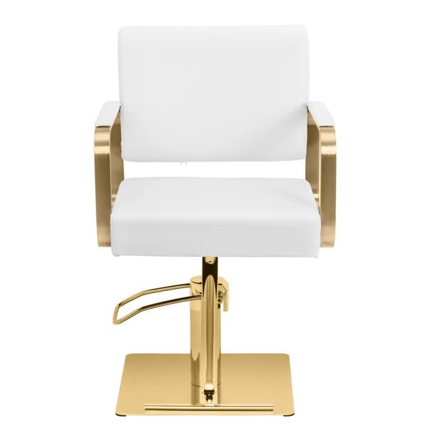 physa - Frisörstol med fotstöd - 50–66 cm - 200 kg - Vit / guld