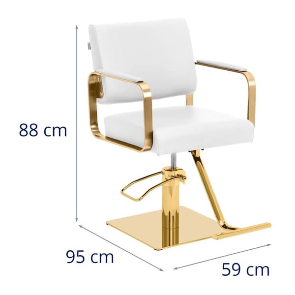 physa - Frisörstol med fotstöd - 50–66 cm - 200 kg - Vit / guld
