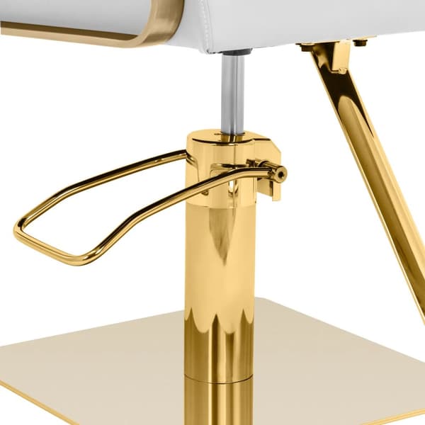 physa - Frisörstol med fotstöd - 50–66 cm - 200 kg - Vit / guld