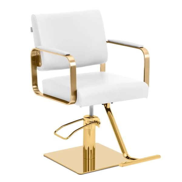 physa - Frisörstol med fotstöd - 50–66 cm - 200 kg - Vit / guld