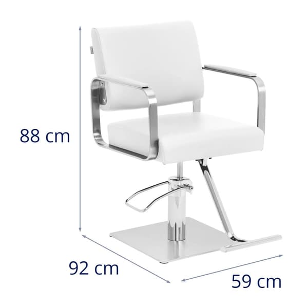 physa - Frisörstol med fotstöd - 50–66 cm - 200 kg - Vit / silver