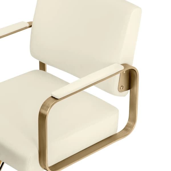 physa - Frisörstol med fotstöd - 50–66 cm - 200 kg - Creme / guld