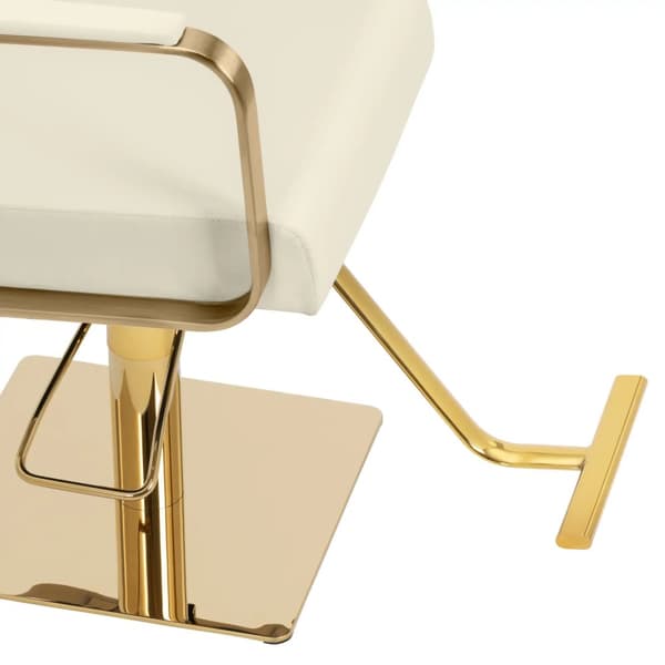 physa - Frisörstol med fotstöd - 50–66 cm - 200 kg - Creme / guld