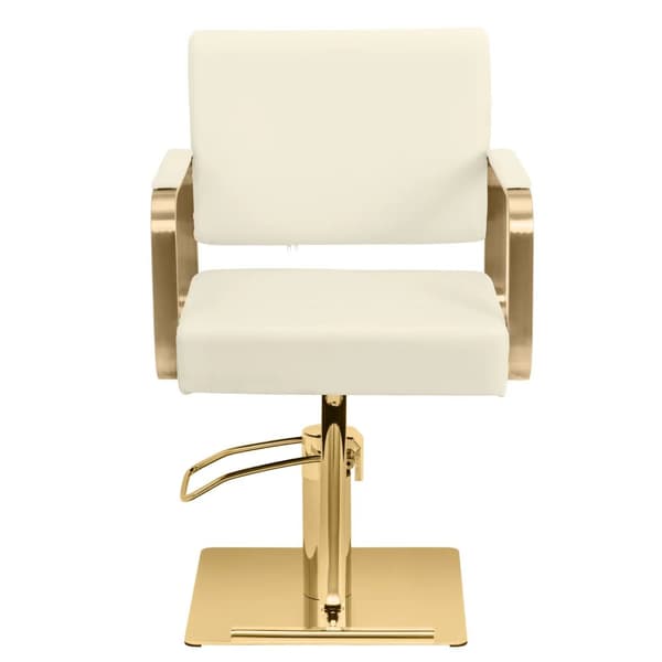 physa - Frisörstol med fotstöd - 50–66 cm - 200 kg - Creme / guld