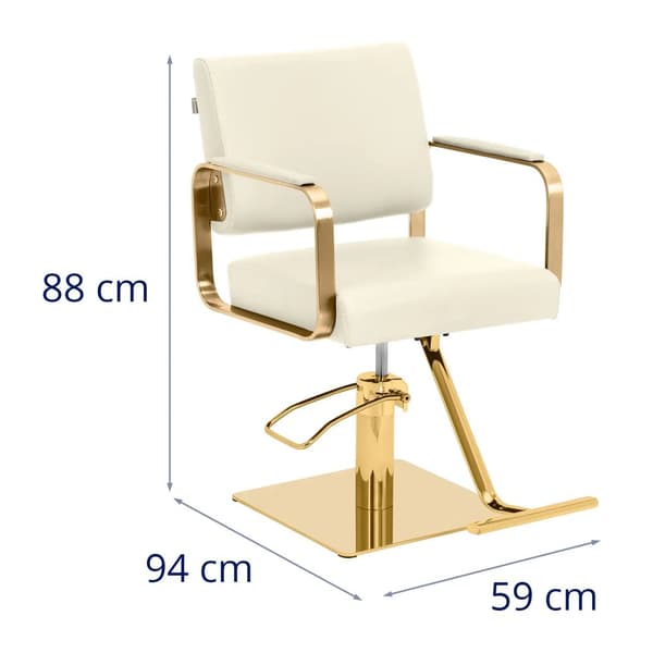 physa - Frisörstol med fotstöd - 50–66 cm - 200 kg - Creme / guld