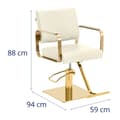 Miniatyrbild 6 av 6: physa - Frisörstol med fotstöd - 50–66 cm - 200 kg - Creme / guld
