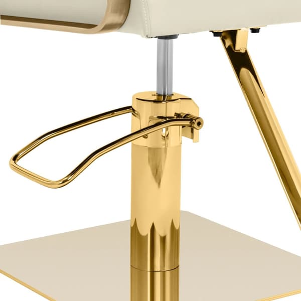 physa - Frisörstol med fotstöd - 50–66 cm - 200 kg - Creme / guld