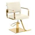 Miniatyrbild 1 av 6: physa - Frisörstol med fotstöd - 50–66 cm - 200 kg - Creme / guld