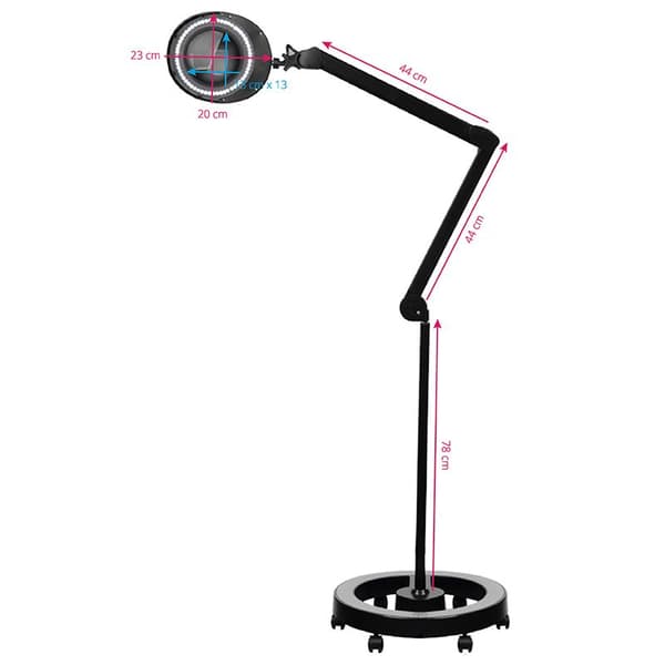 Elegante 6025 60 LED SMD 5D svart förstoringslampa med stativ