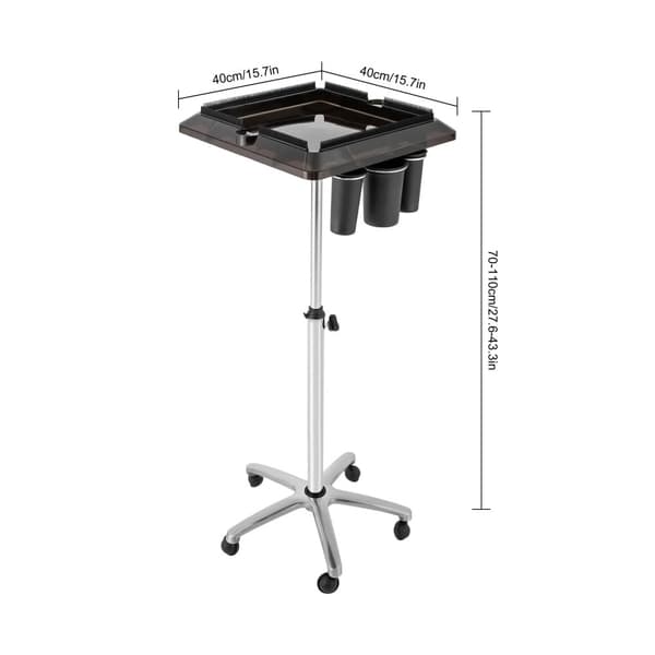 Rullande salongsvagn, justerbar höjd 70-110 cm, hållbart material, gott om förvaring,svart