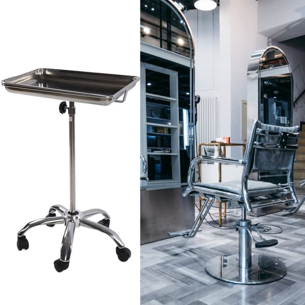 Salonbakke, Justerbar højde 77-121,9 cm, Rustfrit stål konstruktion, Mobil med stille hjul