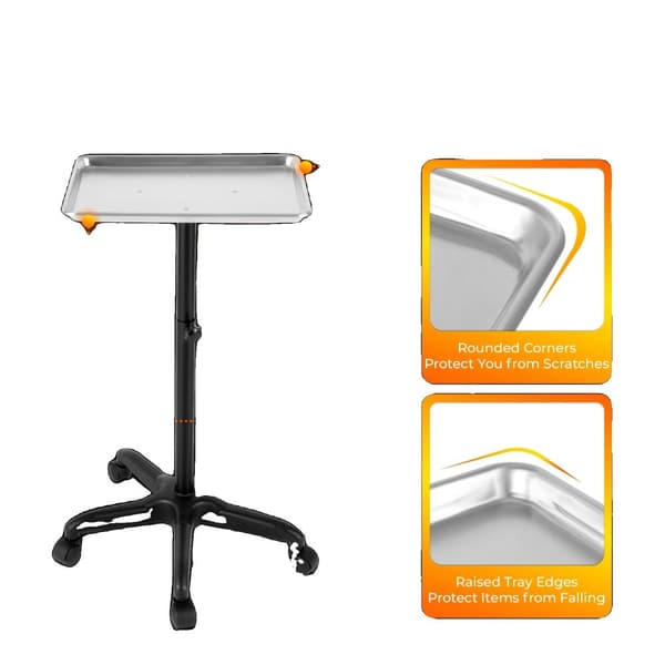 Salongens skönhetstrolley, höjdjusterbar 64-108 cm, hållbar aluminiumlegering, enkel rörlighet