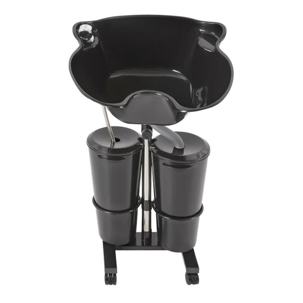 Bärbart schampobasin, justerbar höjd, dubbelhinkdesign, hållbara material,svart