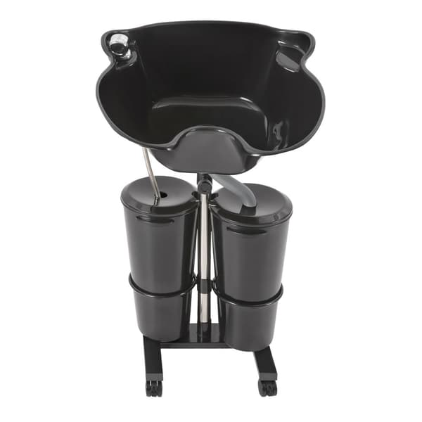Bärbart schampobasin, justerbar höjd, dubbelhinkdesign, hållbara material,svart