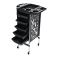 Miniatyrbillede 1 af 2: Salon Frisør Trolley, 6 Lagringsskuffer, 100kg Belastningskapacitet,sort