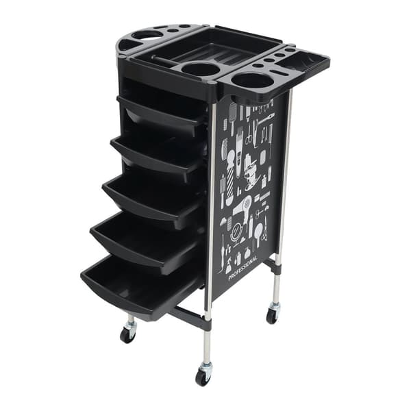 Salon Frisør Trolley, 6 Lagringsskuffer, 100kg Belastningskapacitet,sort