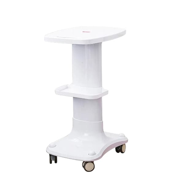 ABS Salon Trolley Stand, Dobbelt-Lags Design, 75KG Belastningskapacitet,Hvid