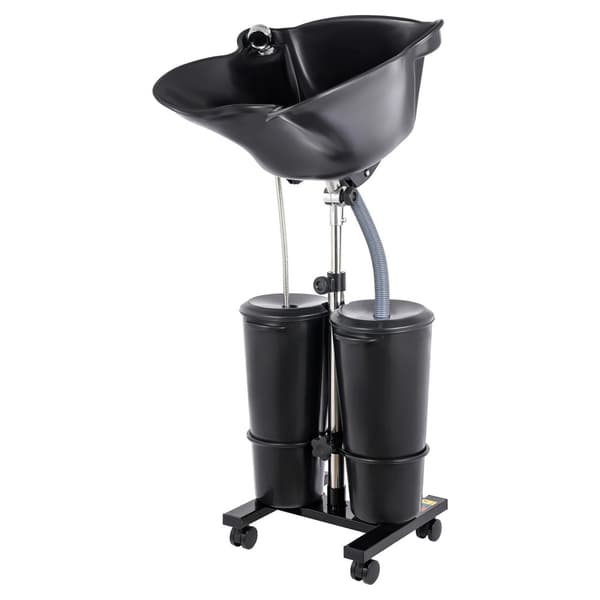 Salon Shampoo Basin, Justerbar Højde, Dobbelt Spand System,Sort
