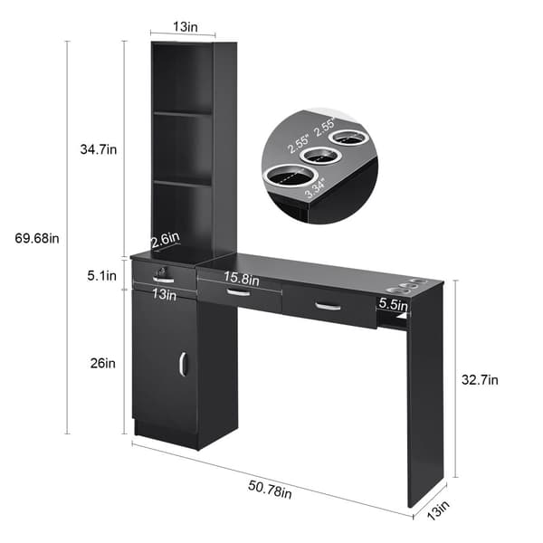 Salongorganisatör, väggmonterad enhet, dubbel-dörrförvaring,Svart 129 cm