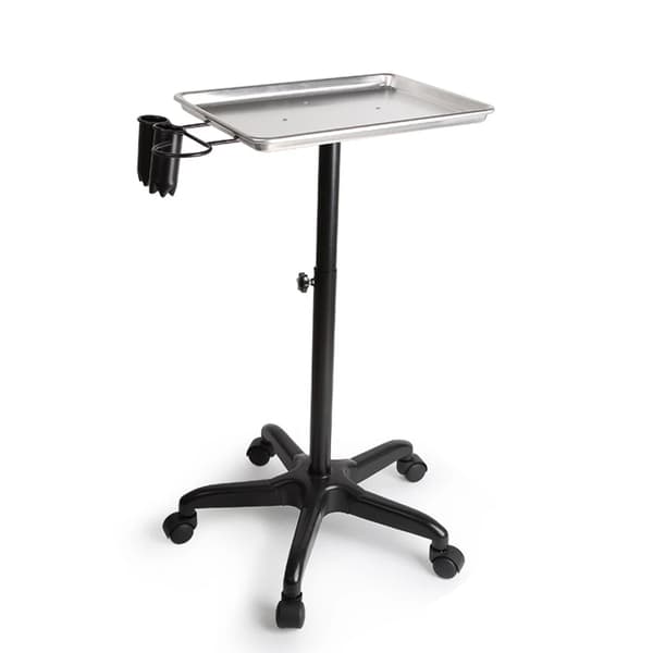 Salon Rolling Tray, Justerbar Højde, Holdbar Aluminium Bakke,Sølv