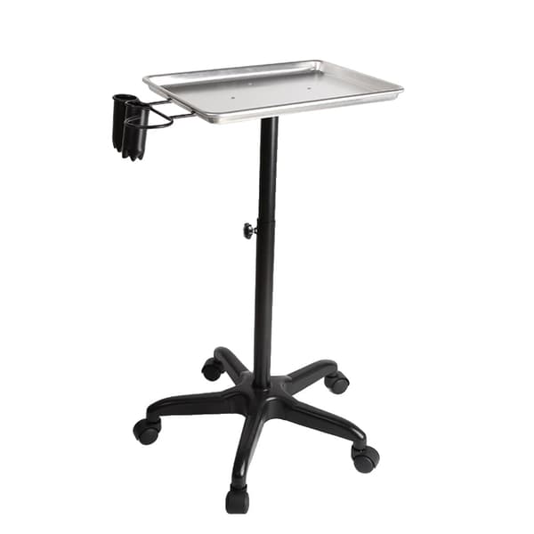 Salon Rolling Tray, Justerbar Højde, Holdbar Aluminium Bakke,Sølv
