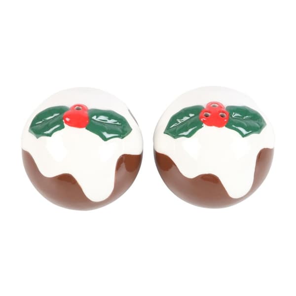 Something Different Christmas Pudding Salt and Pepper Shakers Brown/Green/White One Size