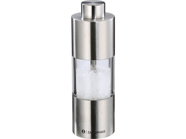 Zassenhaus 030402, Salt- och pepparkvarn, Rostfritt stål, Transparent, Akryl, Rostfritt stål, Peppar, Salt, 294 g, 14 cm