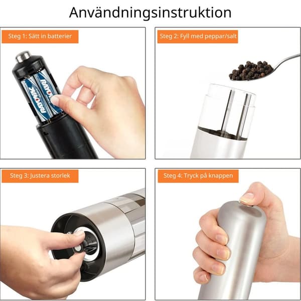 Sähköinen Suolamylly LED-lampulla