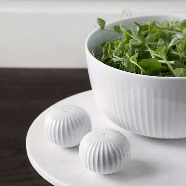 Salt - peppar - senap Kähler - 692265 - Kahler salt och peppar shaker set H5 cm Hammershi danskt hantverk, vit