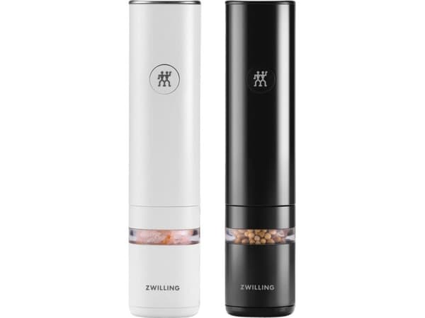ZWILLING Enfinigy, salt- og pepperkvernsett, svart, hvit, keramikk, plast, pepper, salt, li-ion, 48 mm