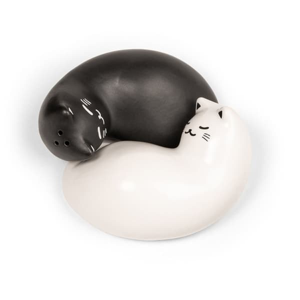 Kikkerland Purrfect salt- og pepperbøsser - svart og hvit - 8,25 cm x 3,75 cm x 6,5 cm