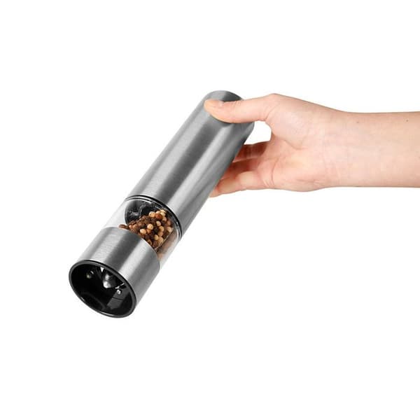 Elektrisk pepparshaker - Rostfritt stål - 21cm - Keramisk mekanism - LED-belysning - Inga batterier