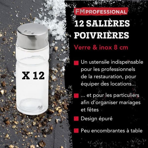 Set med 12 saltkar/pepparkar FM Professional