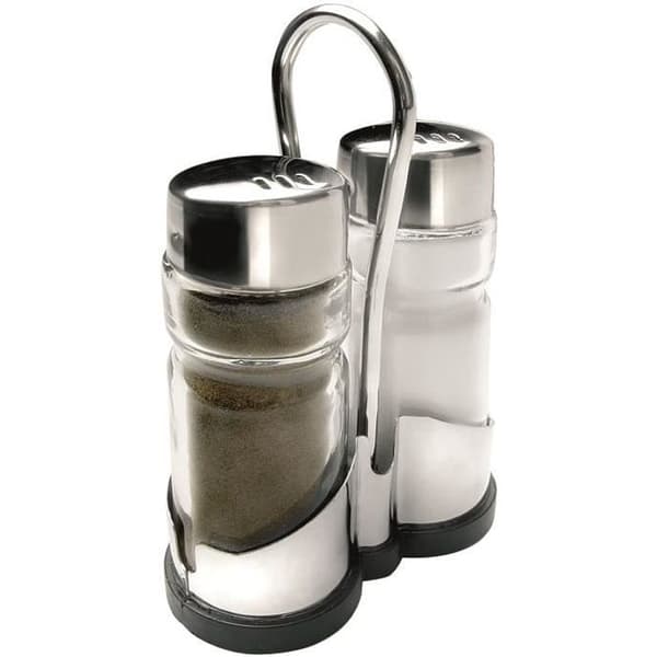IBILI 768700 Salt- och pepparshakerset, rostfritt stål, silver/transparent, 10 x 8 x 4 cm
