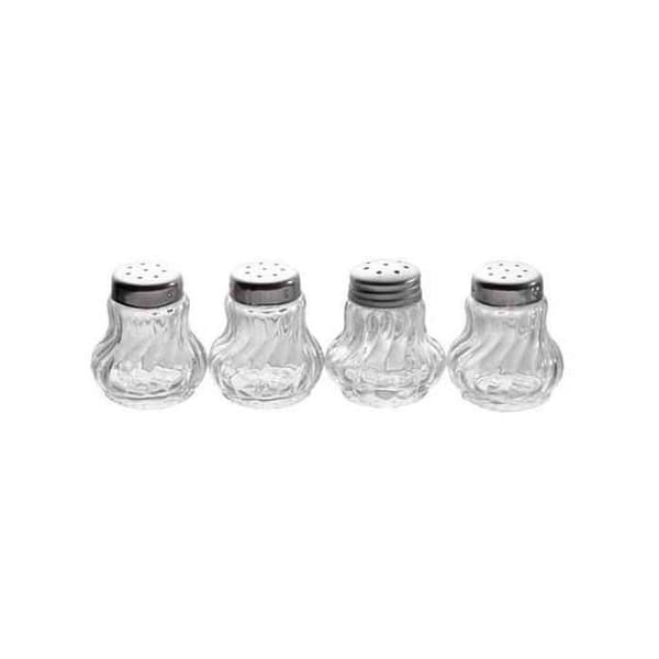 Mini salt/peppar shakers, set om 4, glas/rostfritt stål