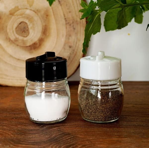 Salt- og peberbøssesæt 75 ml glas med justerbare huller
