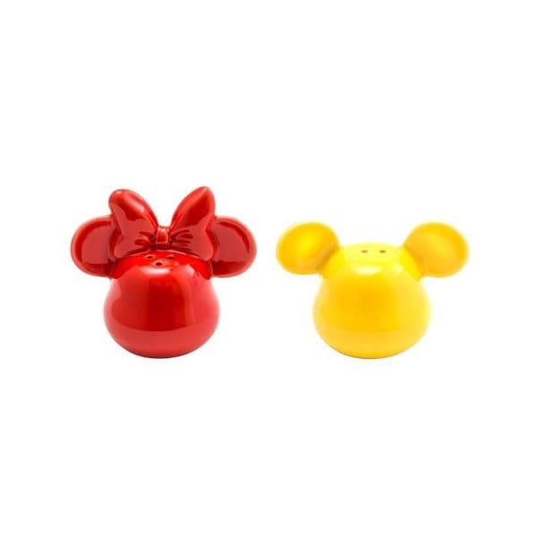 Disney - Gul och röd 3D Musse Pigg keramiska salt- och pepparshakers- USED
