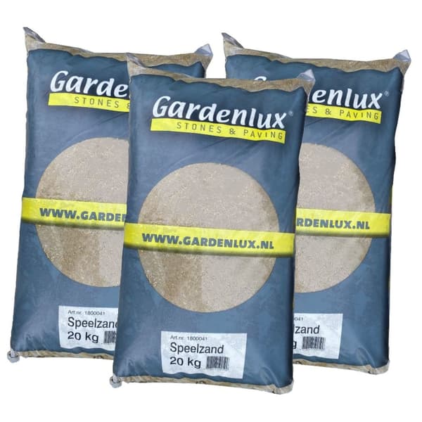 Gardenlux Legesand - Sandkasse Sand - Sand til Sandkasse - Certificeret - Værdipakke 3 x 20 kg