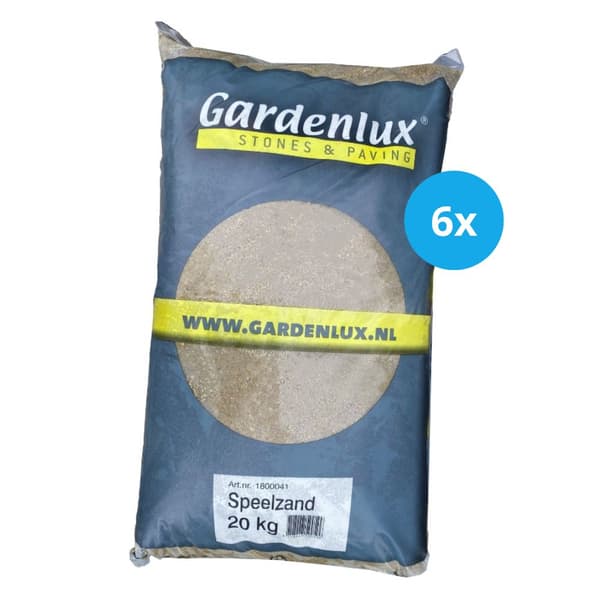 Gardenlux Legesand - Sandkasse Sand - Sand til Sandkasse - Certificeret - Værdipakke 6 x 20 kg