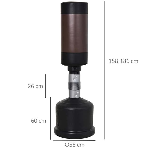 Rootz Standing Punching Bag - Boxing Doll - Boxing Partner - Punching Bag Box - Black/brown - 158-186 Cm