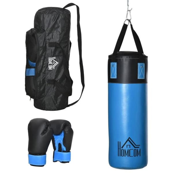 Rootz Boxningssäck Set - Boxningsset - Med boxningshandskar - Fyllt Set - För Vuxna Och Unga - Blå - 100 kg - Ø25 x 120 cm