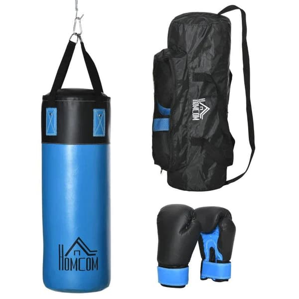 Rootz Boxningssäck Set - Boxningsset - Med boxningshandskar - Fyllt Set - För Vuxna Och Unga - Blå - 100 kg - Ø25 x 120 cm