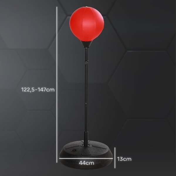 Rootz børneboksesæksæt med justerbar højde - Boksesæt til børn - fjederbufferstativ - sikre materialer - rød - 44,3 cm x 122,5-147 cm