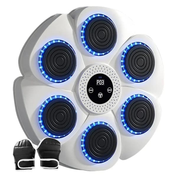 Älykäs Bluetooth-musiikkiboksikone, säädettävät nopeusasetukset, interaktiiviset RGB-valot,Valkoinen käsineillä