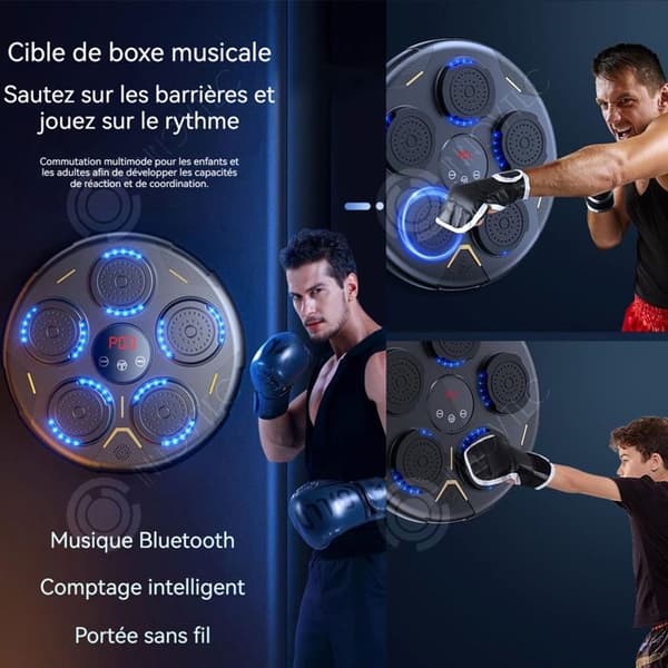 INN Boxningsmaskin 40x40cm RGB musik bluetooth boxningsmaskin med 9 hastigheter och 9 stanslägen med handskar för vuxna och barn