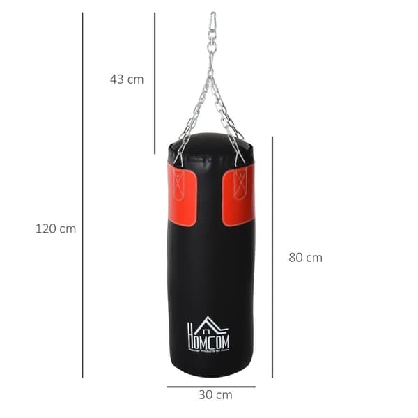 Boxningssäck Set, Ø30x120 cm, Svart-Röd
